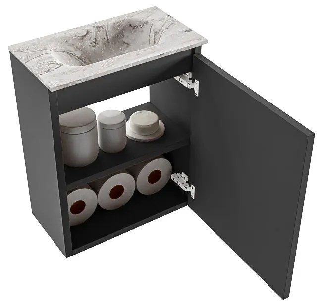 Mondiaz Ture DLux toiletmeubel 40cm dark grey met wastafel glace midden zonder kraangat