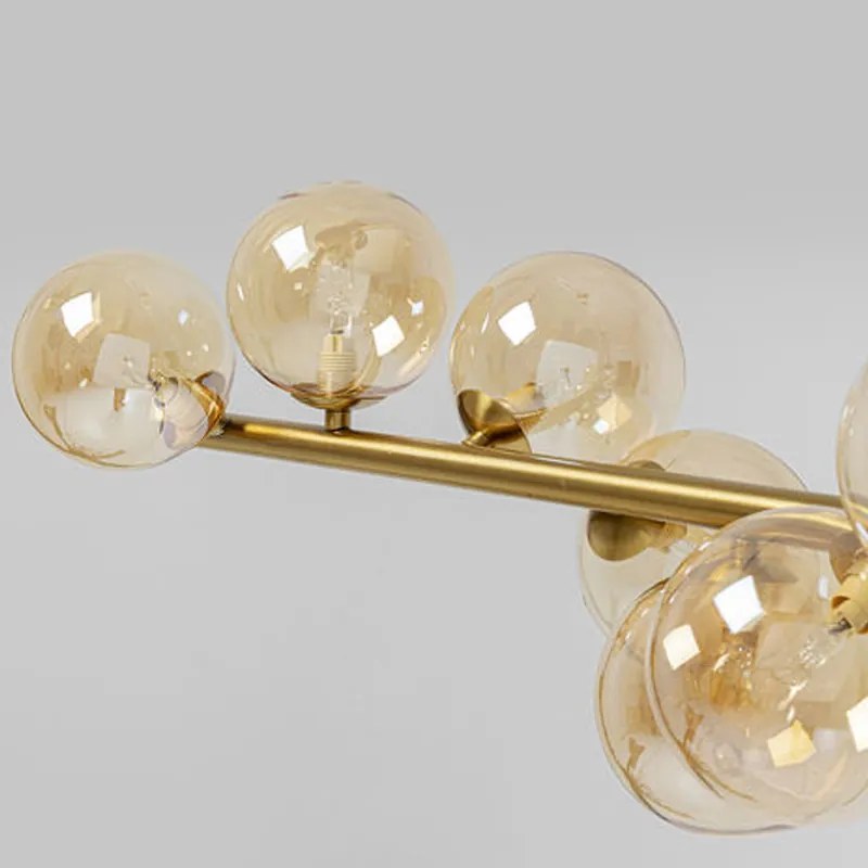 Hanglamp Breed Met Glazen Bollen Messing