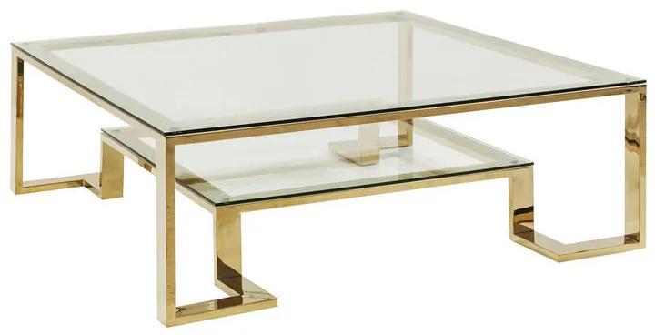 Kare Design Gold Rush Gouden Salontafel Met Glas - 120 X 120cm.