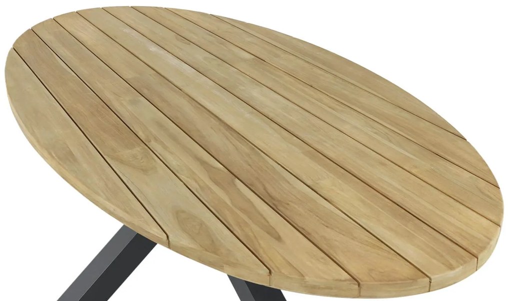 Dining Tuintafel ovaal 240 x 120 cm Aluminium/teak Old teak greywash Santika Diogo