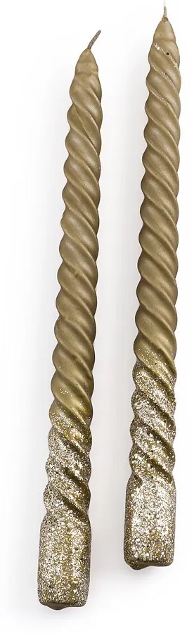 Set van 2 gedraaide kaarsen met glitters, Caspar