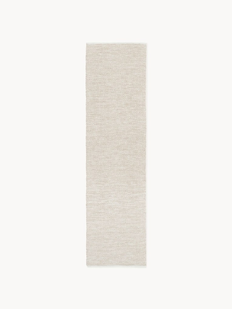 Handgeweven indoor & outdoor loper Rika met vintage ruitjesmotief