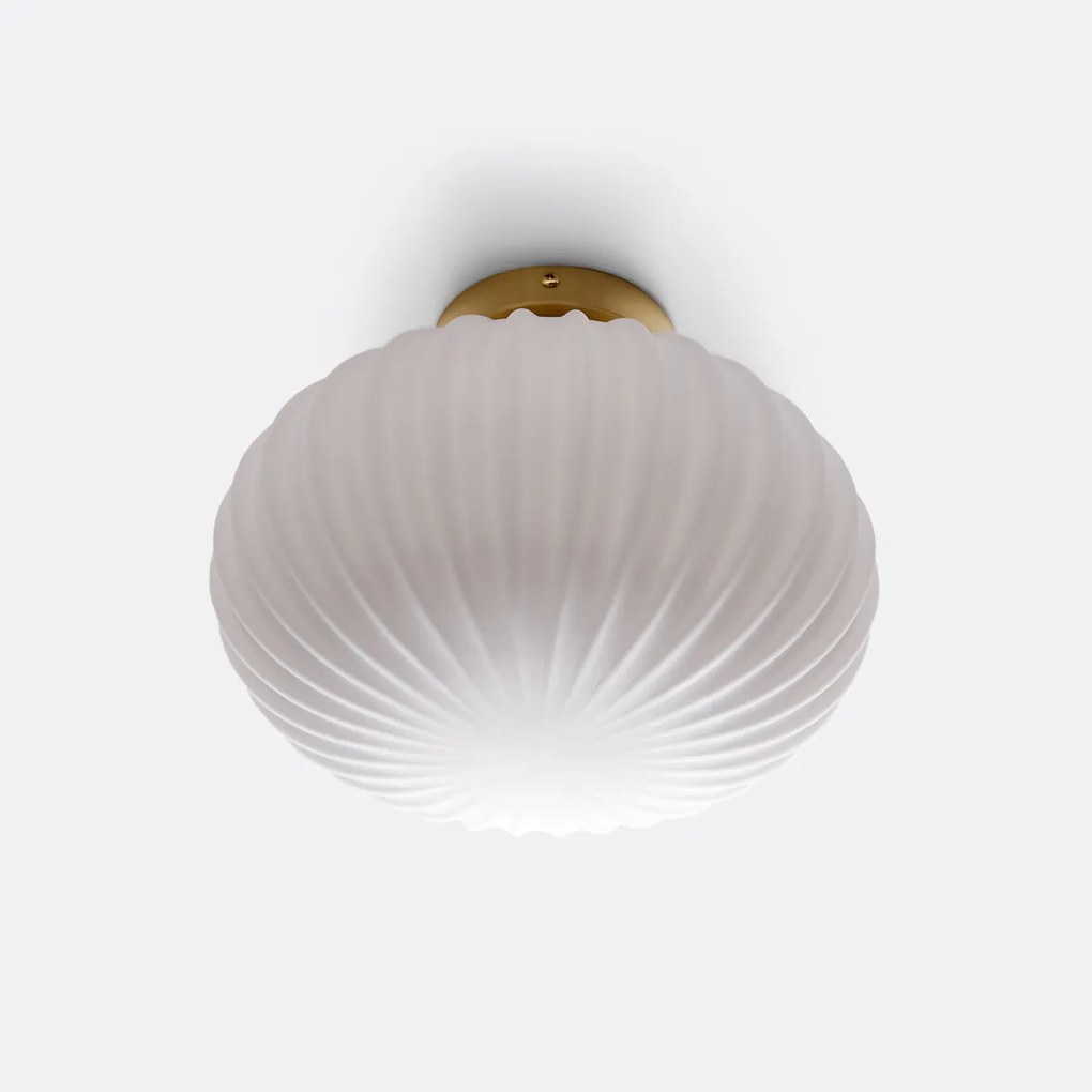Plafondlamp of wandlamp, messing en opaline glas, AMIA