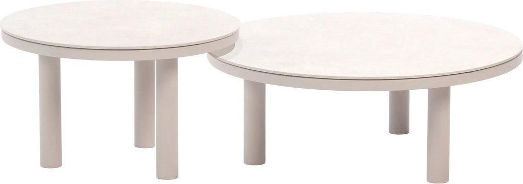 Iris set loungetafels 60xH36 cm en 80xH30,5 cm keramiek linen Taste 4SO