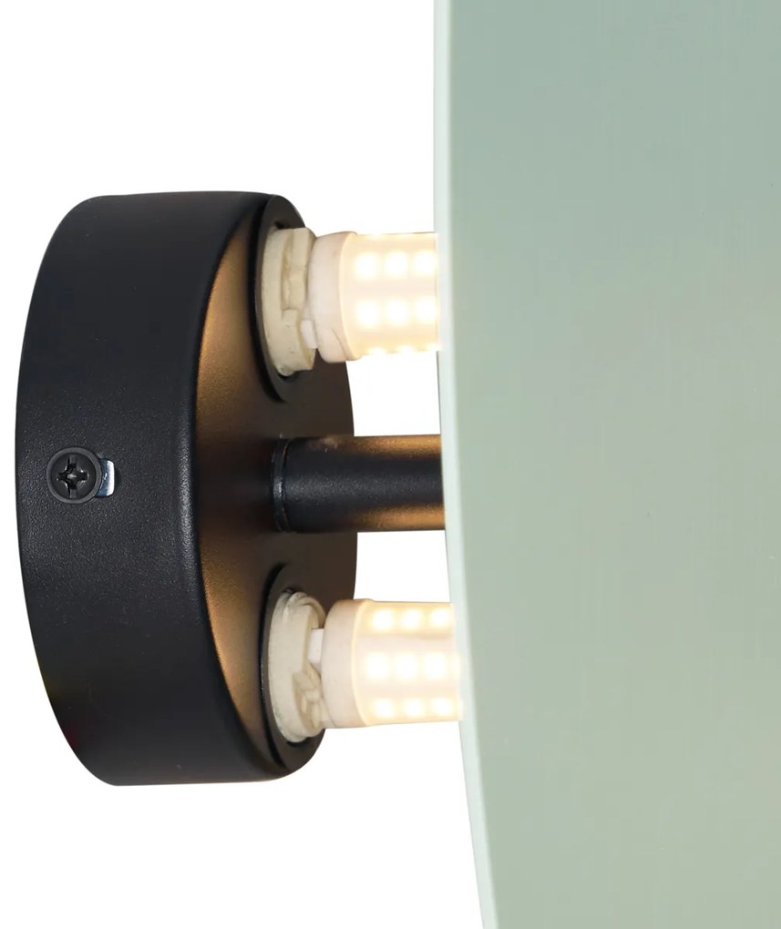 Design wandlamp groen organisch 20 cm 2-lichts - Pulley