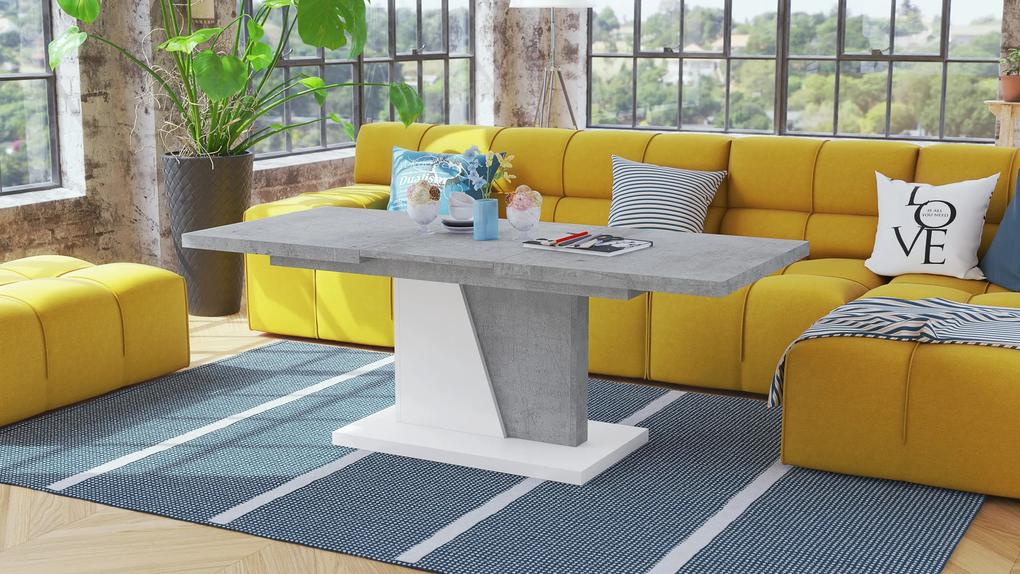 NOIR beton / witte, uitschuifbare salontafel
