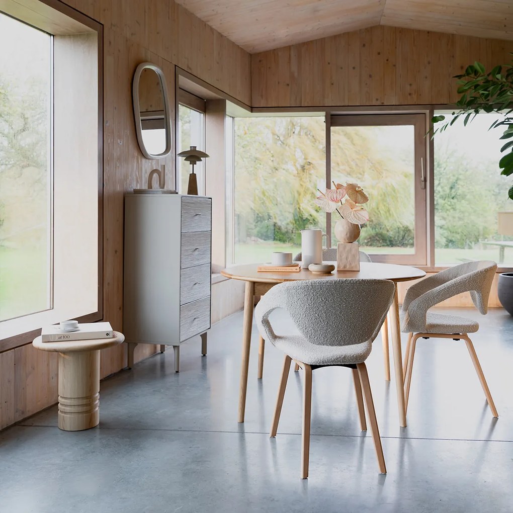 Zuiver Flexback Design Eetkamerstoel Hout Beige Boucle