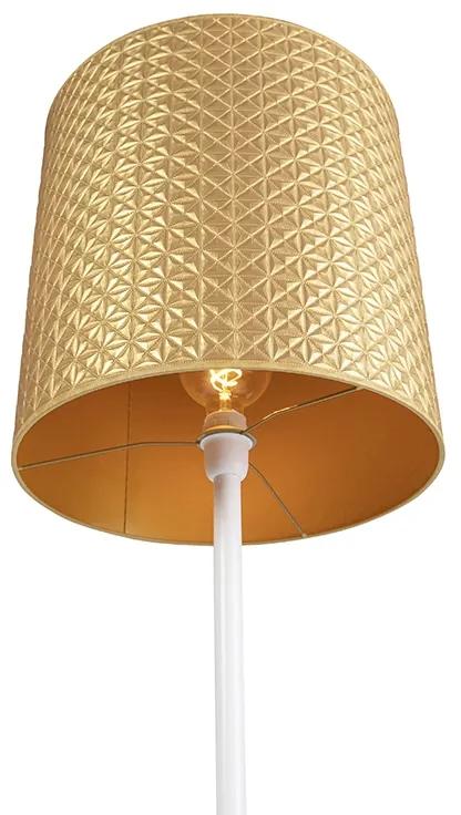 Vintage vloerlamp wit met goud triangle kap 40 cm - Simplo Art Deco, Modern, Retro E27 Binnenverlichting Lamp