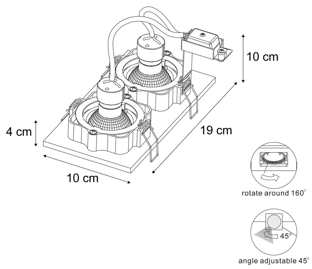 Set van 6 Moderne inbouwspot beige GU10 50mm draai- en kantelbaar 2-lichts - Qure GU10 Binnenverlichting Lamp