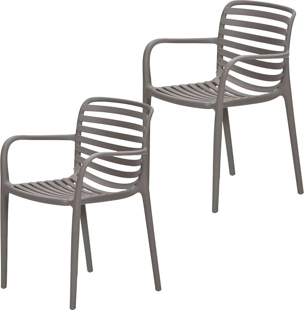 Garden Impressions Mees tuinstoel taupe - 2 stuks