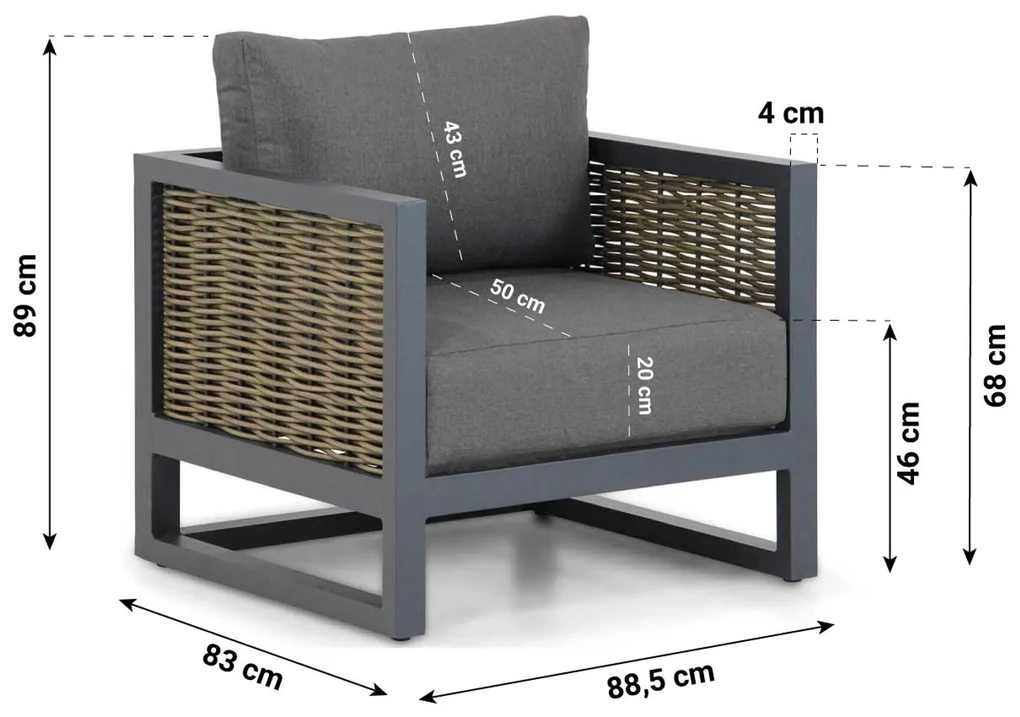 Hoek loungeset 6 personen Aluminium/wicker Grijs Santika Furniture Santika