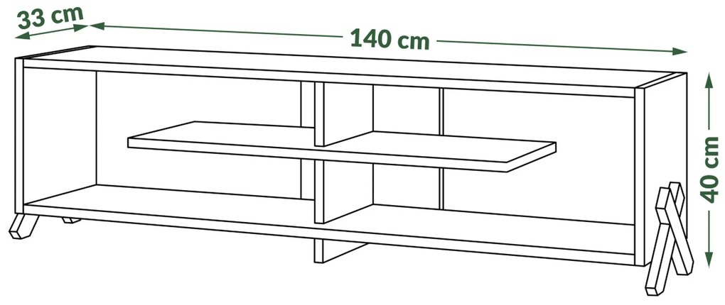 VIK RTV-140 kast, Eik Artisan - MODERNE TV-MEUBEL VOOR DE WOONKAMER