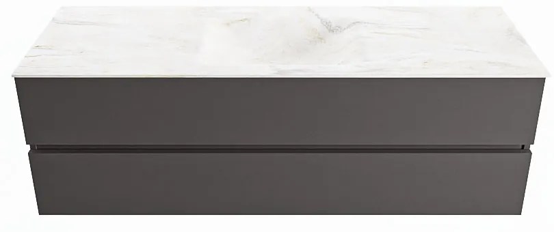 Mondiaz Vica DLux badmeubel 150cm dark grey 2 lades met wastafel ostra midden 1 kraangat