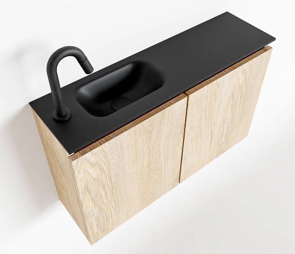 Mondiaz Ture 80cm toiletmeubel washed oak met wastafel urban links 1 kraangat