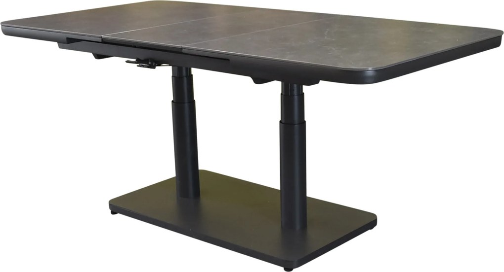 Savanna lounge dining tuintafel uitschuifbaar 140-180x90xH54-75.5 cm in hoogte verstelbaar aluminium antraciet
