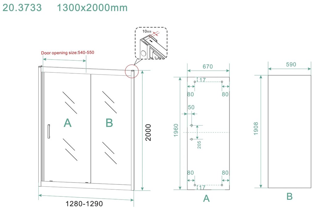 Mueller Manhattan schuifbare nisdeur 130x200cm mat zwart