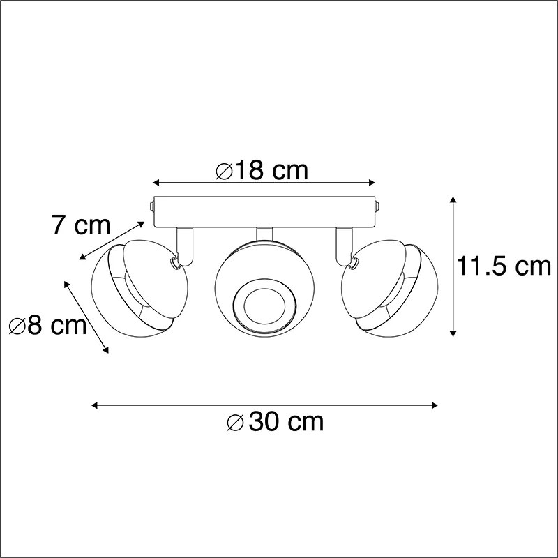 Moderne spot 3-lichts zwart met gouden binnenkant - Buell Deluxe