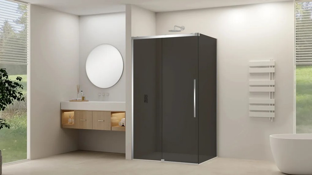 Van Rijn ST09 hoekcabine met rookglas 100x140cm chroom