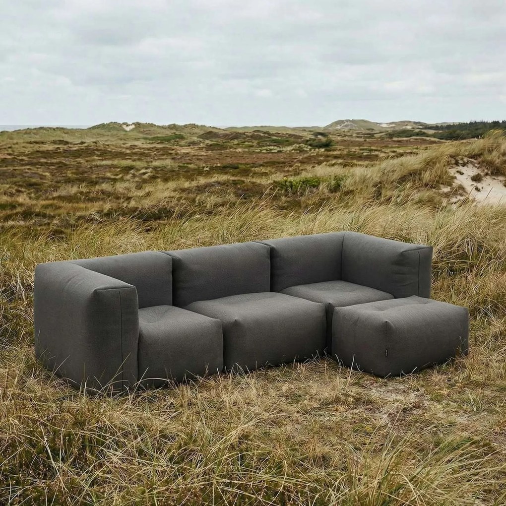 Soft Zitzak Outdoor 3 Seater + Pouf - Kirra Noir