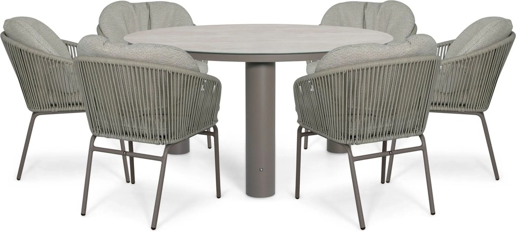 Tuinset Ronde Tuintafel 6 personen 150 cm Rope Taupe  Coco Livo/Arancia
