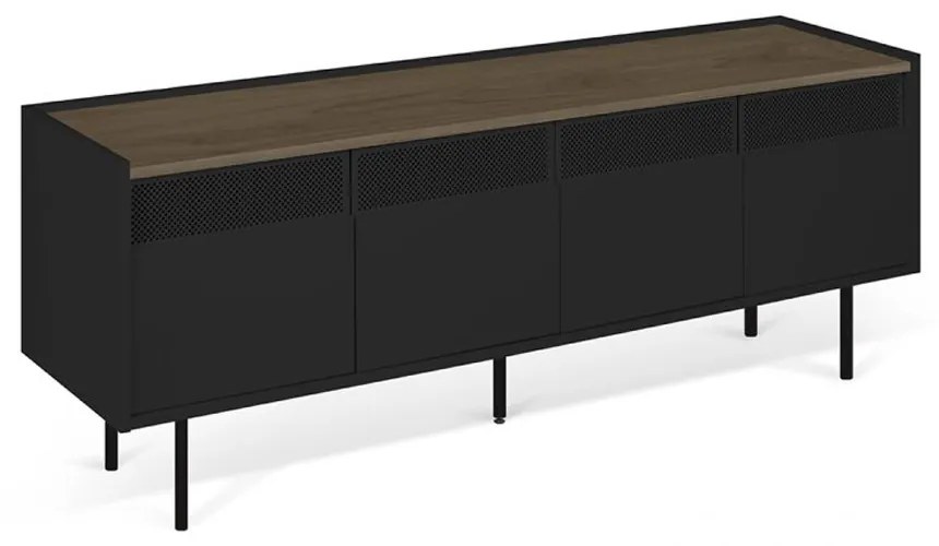 TemaHome Radio Zwart Tv-meubel Met Walnoot Blad - 160x43x60cm.