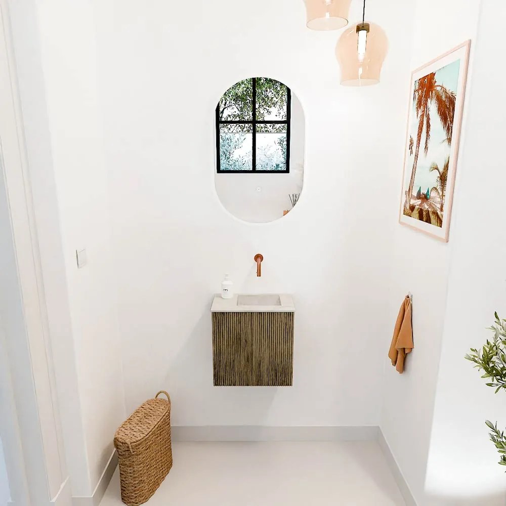 Mondiaz Joya DLux 40cm toiletmeubel dusk met wastafel faye rechts zonder kraangat ostra