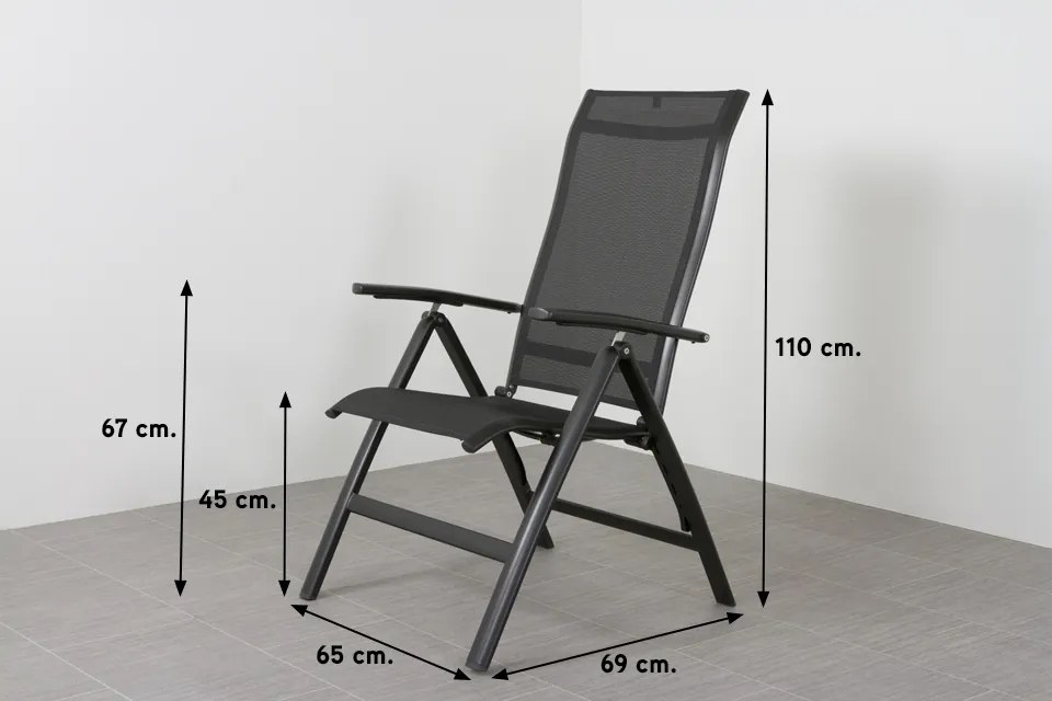 Kettler Legato Curve/Cubic 4-persoons verstelbare tuinset 160x95 cm. - Antraciet