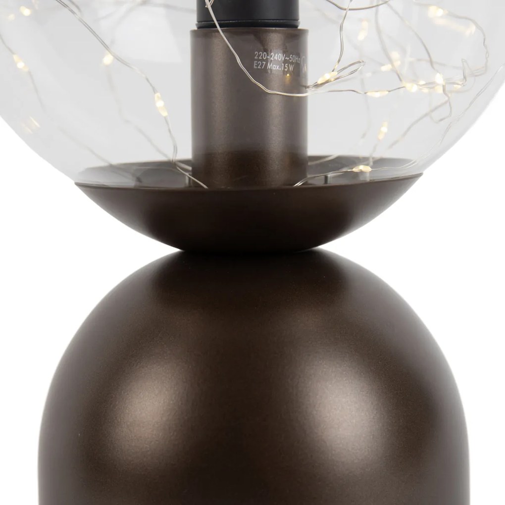 Hotel chique tafellamp donkerbrons met helder glas incl. E27 lichtsnoer - Pallon Trend