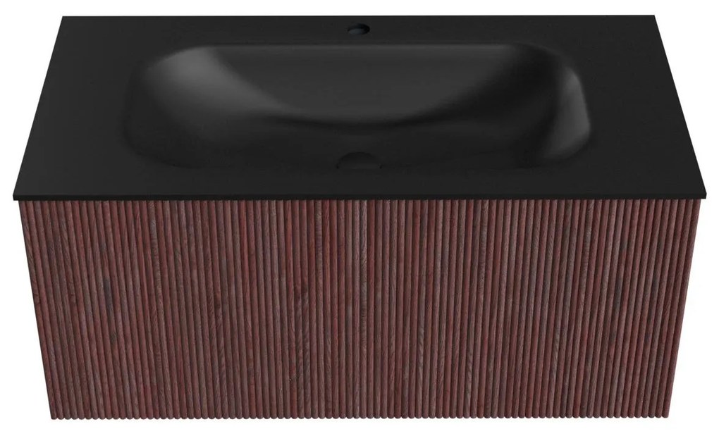 Mondiaz Kurve 90cm badmeubel ruby met 1 lade en wastafel big small midden 1 kraangat urban