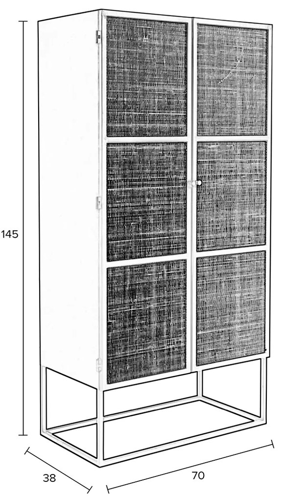 Japandi Kast Zwart Met Rotan - 70x38x145cm.