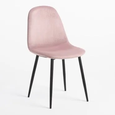 Pak 4 Glamm Corduroy Eetkamerstoelen Make-up & Zwart - Sklum