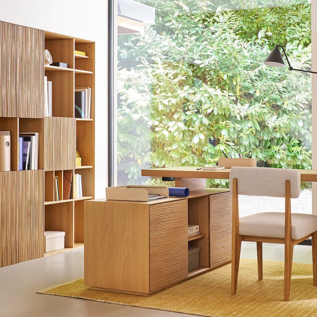 Boekenkast met 1 deur in eiken en fineer, Mikube