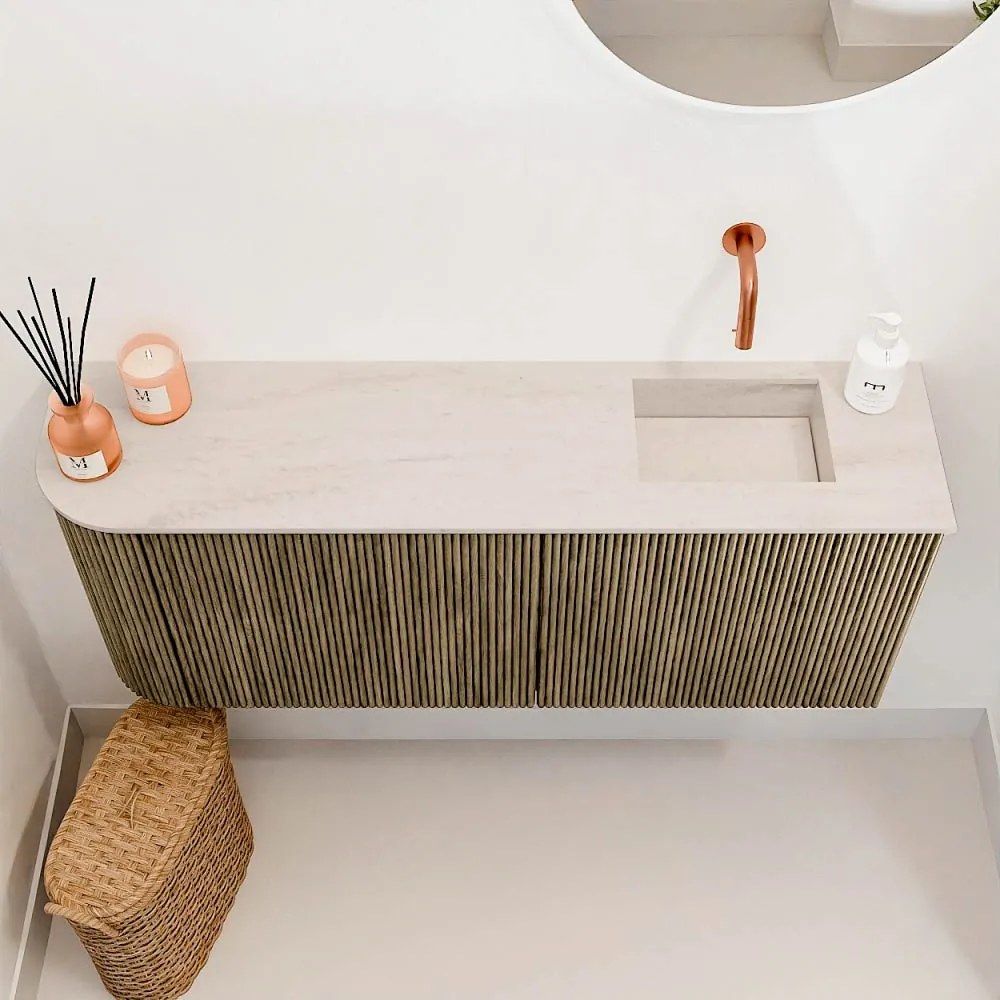 Mondiaz Joya DLux 100cm toiletmeubel ronding links dusk met wastafel faye rechts zonder kraangat meli