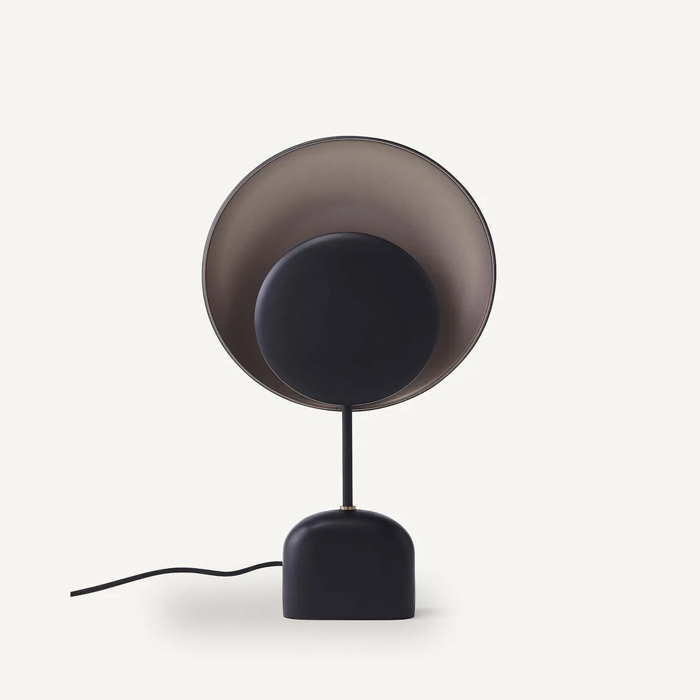 Tafellamp in zwart en mokka metaal, Naton