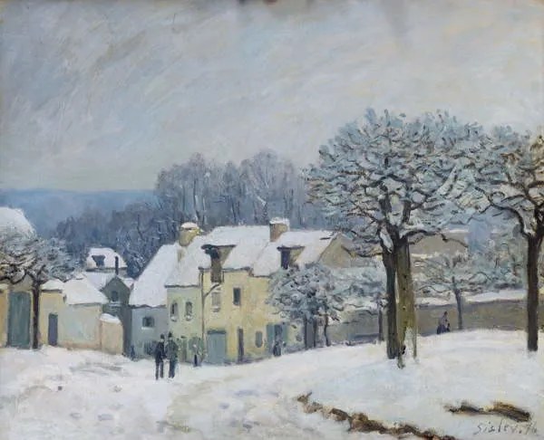 Kunstreproductie The Place du Chenil at Marly-le-Roi, Snow, 1876, Alfred Sisley