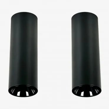 Pack Van 2 Ronde Led-opbouwplafondlampen Ø5,7 Cm In Aluminium Luisiana Zwart & 6 W & 38º & Wit Koud 4000k - Sklum