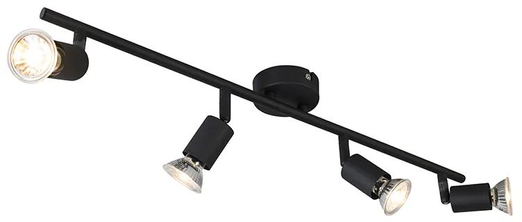 Industriële Spot / Opbouwspot / Plafondspot zwart kantelbaar 4-lichts - Jeany Modern GU10 Binnenverlichting Lamp
