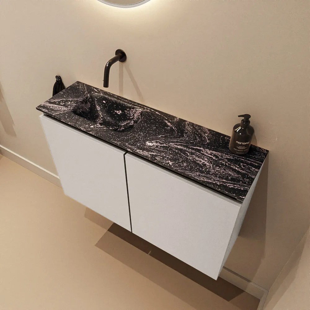 Mondiaz Ture DLux toiletmeubel 80cm linen met wastafel lava links zonder kraangat