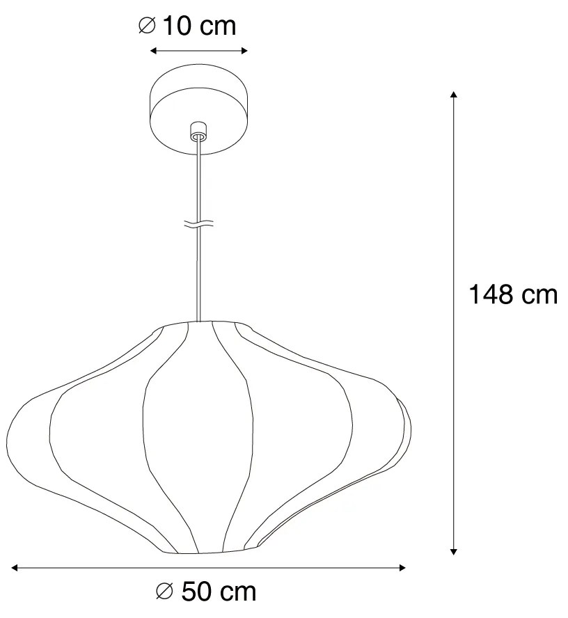 Japandi hanglamp beige met stoffen kap 50cm - PluJapandi E27 rond Binnenverlichting Lamp