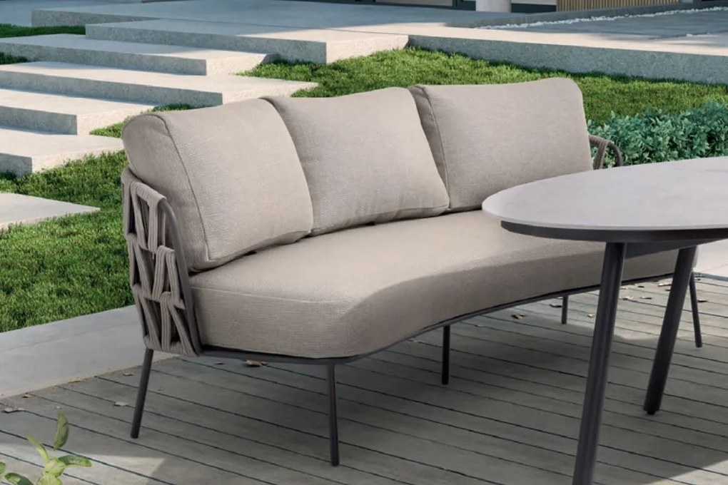 4 Seasons Outdoor Mallorca low dining 3-zits loungebank terre SALE Loungebank bruin weerbestendig