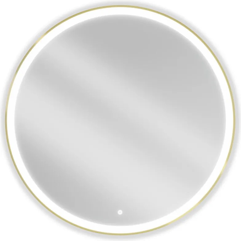Mexen Esso verlichte badkamerspiegel, rond 100 cm, LED 6000K, anti-condens, gouden frame - 9825-100-100-611-50