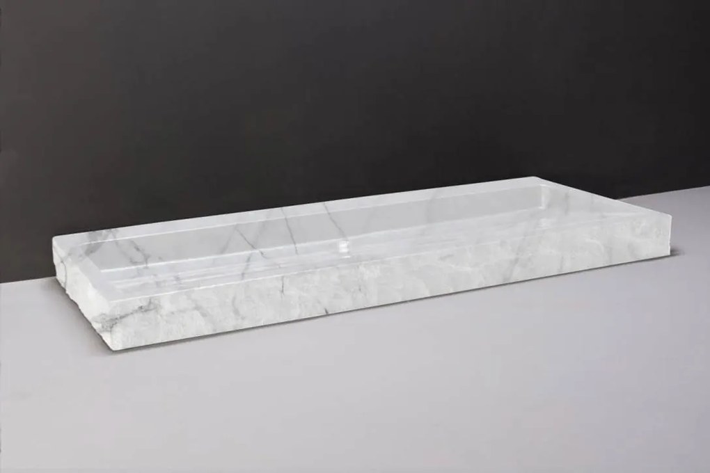 Forzalaqua Palermo wastafel 100x50cm met 2 kraangaten carrara gekapt