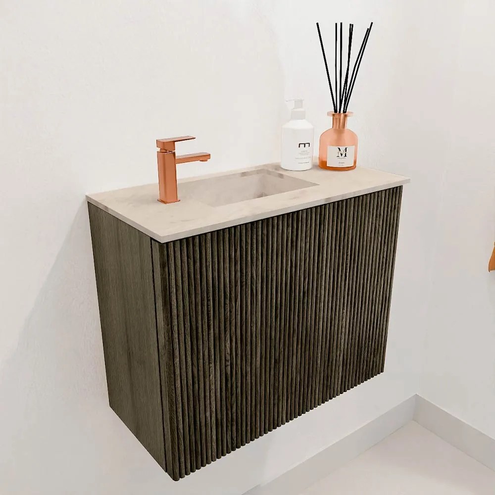 Mondiaz Joya DLux 50cm toiletmeubel shadow met wastafel faye links 1 kraangat frappe
