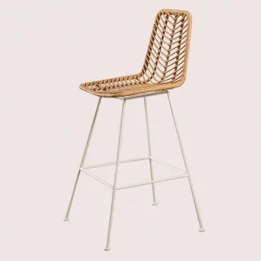 Set Van 2 Hoge Tuinkrukken In Synthetisch Riet Natuurlijk Gouda Natuurlijk & ↑75 Cm & Wit & Geen Kussen - Sklum