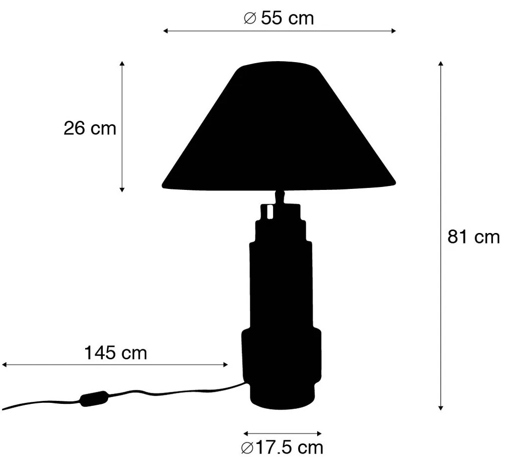 Tafellamp brons stoffen kap beige 55 cm - Bruut Art Deco E27 rond Binnenverlichting Lamp