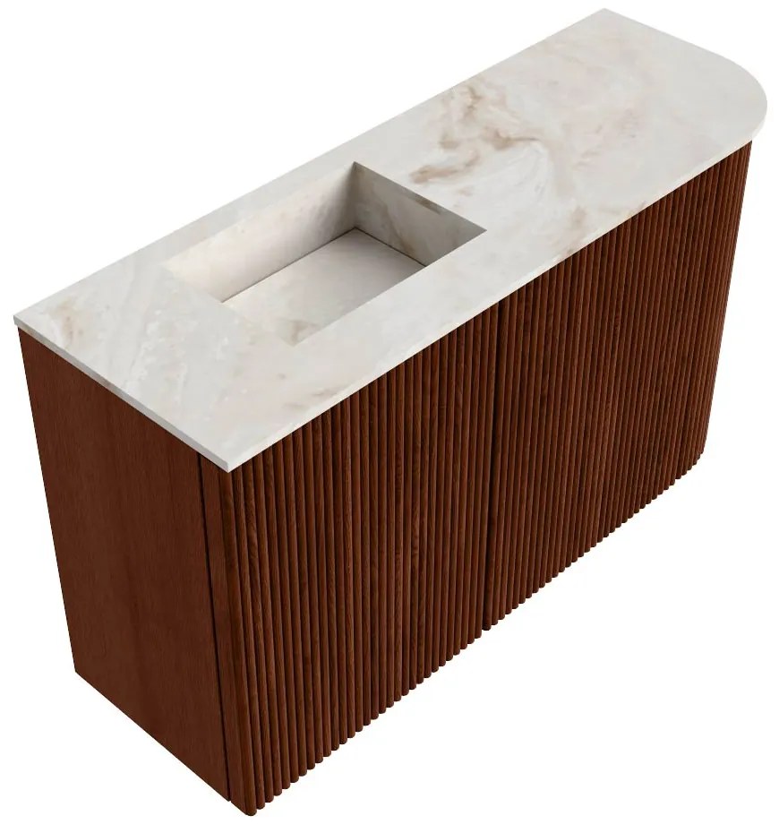Mondiaz Joya DLux 70cm toiletmeubel ronding rechts ruby met wastafel faye links zonder kraangat frappe