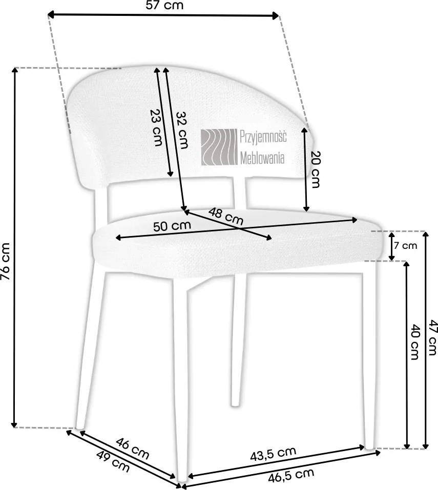 IRIS Beige (stof Juto 4) / zwart onderstel – MODERNE GESTOFFEERDE STOEL VOOR WOONKAMER/EETKAMER BOHO
