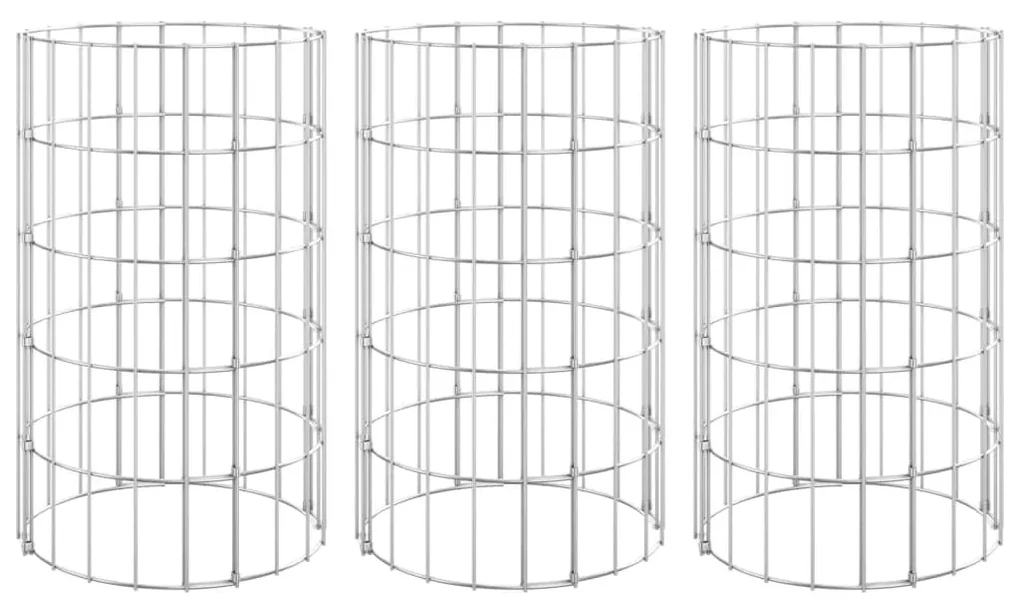 vidaXL Gabion plantenbakken 3 st rond verhoogd Ø30x50 cm staal