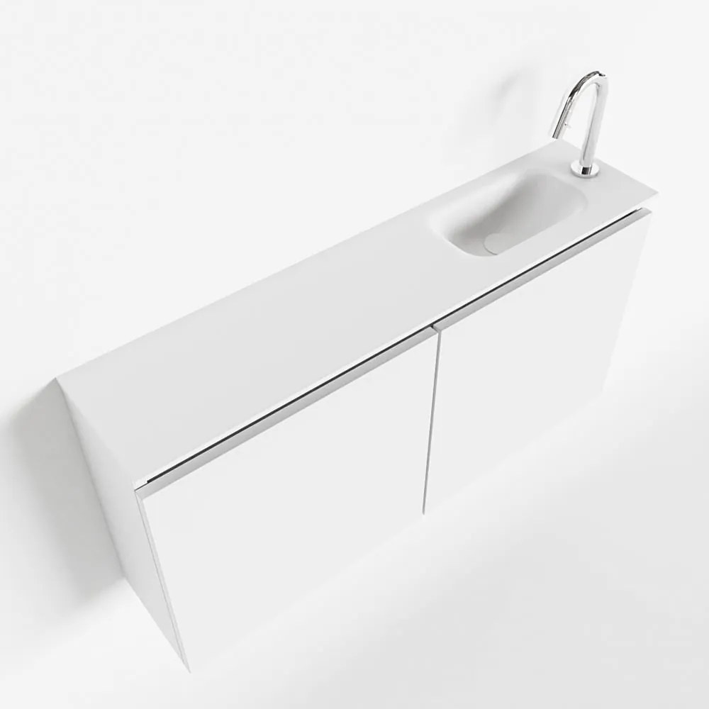 Mondiaz Ture 100cm toiletmeubel talc met wastafel talc rechts 1 kraangat