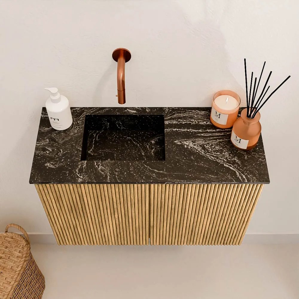 Mondiaz Joya DLux 60cm toiletmeubel oak met wastafel faye links zonder kraangat lava